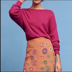 Anthropologie t.la fuschia crop crew neck